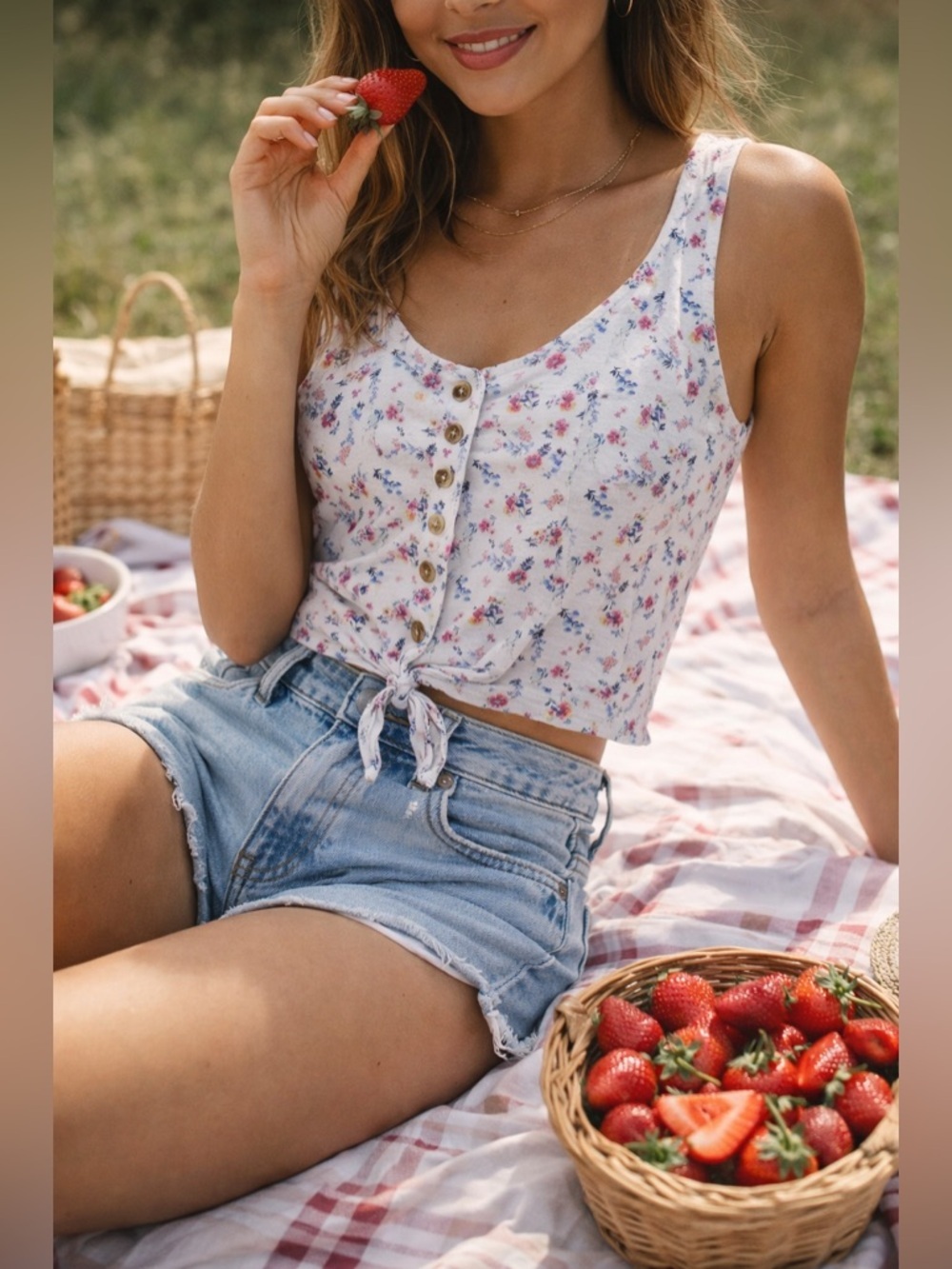 Harlow Floral Tie Front Crop Top Button Front Cottagecore Small Summer